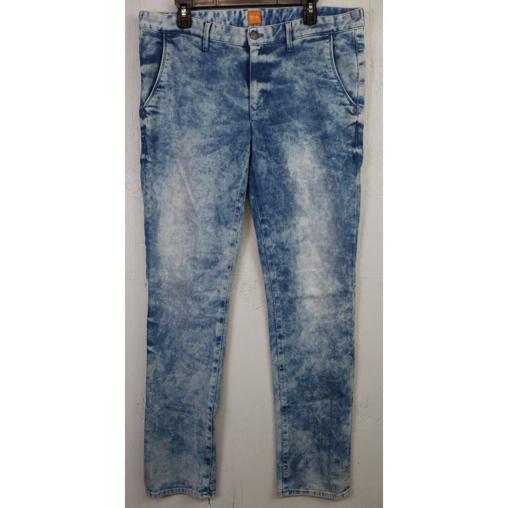 Mens Hugo Boss Orange Jeans Size 36x36 Blue Acid Wash Range 63 Slim Fit Pants